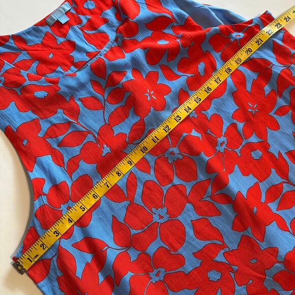 Draper James RSVP Floral Top Womens XXL Red Blue Sleeveless Button Side Tank - Picture 9 of 10